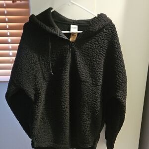 VS Cozy Black Fleece Hoodie quarter zip